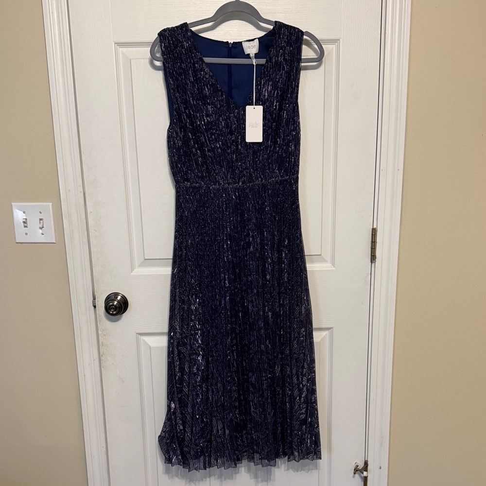 Johnny Was Clario Pleated Midi Dress in Electric Blue.  NWT size 6